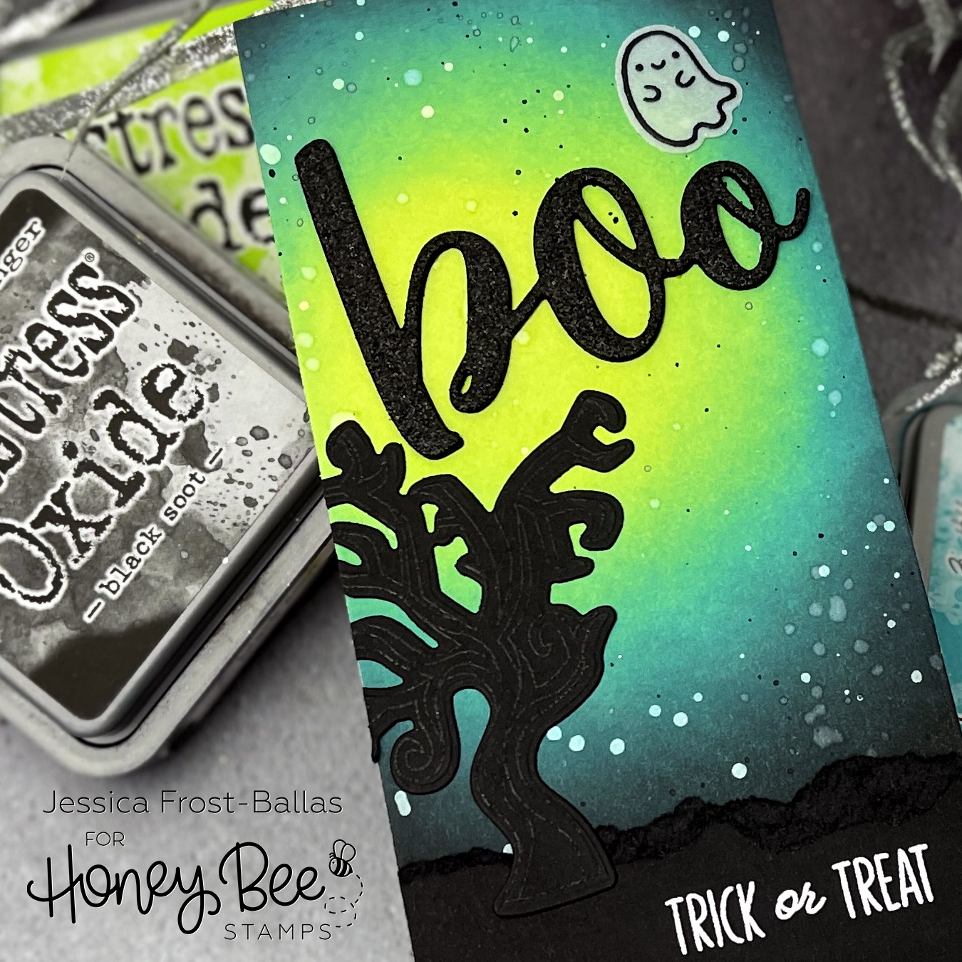 VIDEO: Halloween MINI SLIMLINE Card with Honey Bee Stamps - all the sparkle